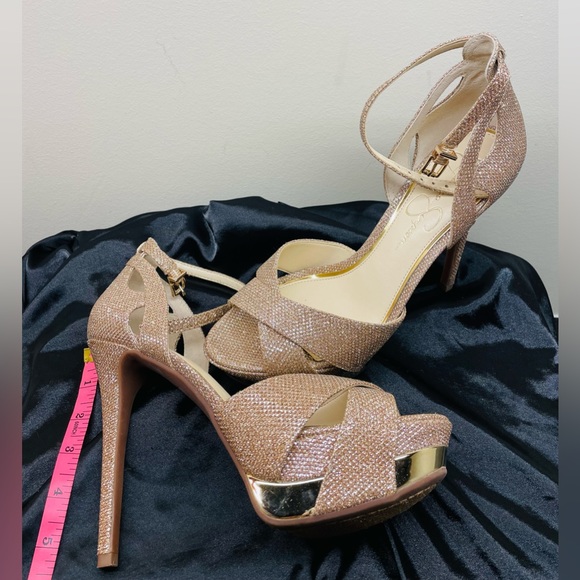 Jessica Simpson High Heel Sparkle Gold Champagne 7.5 - Picture 7 of 9